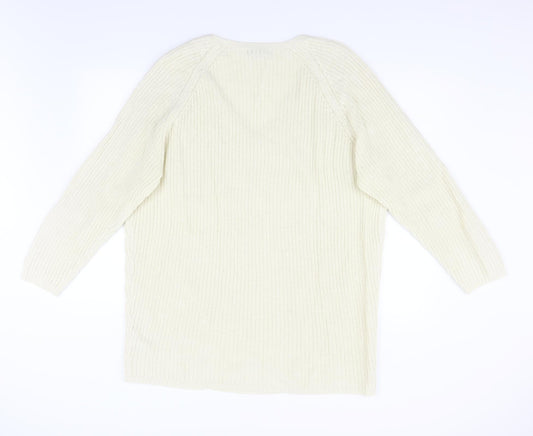 Peacocks Womens Beige  Knit Pullover Jumper Size L