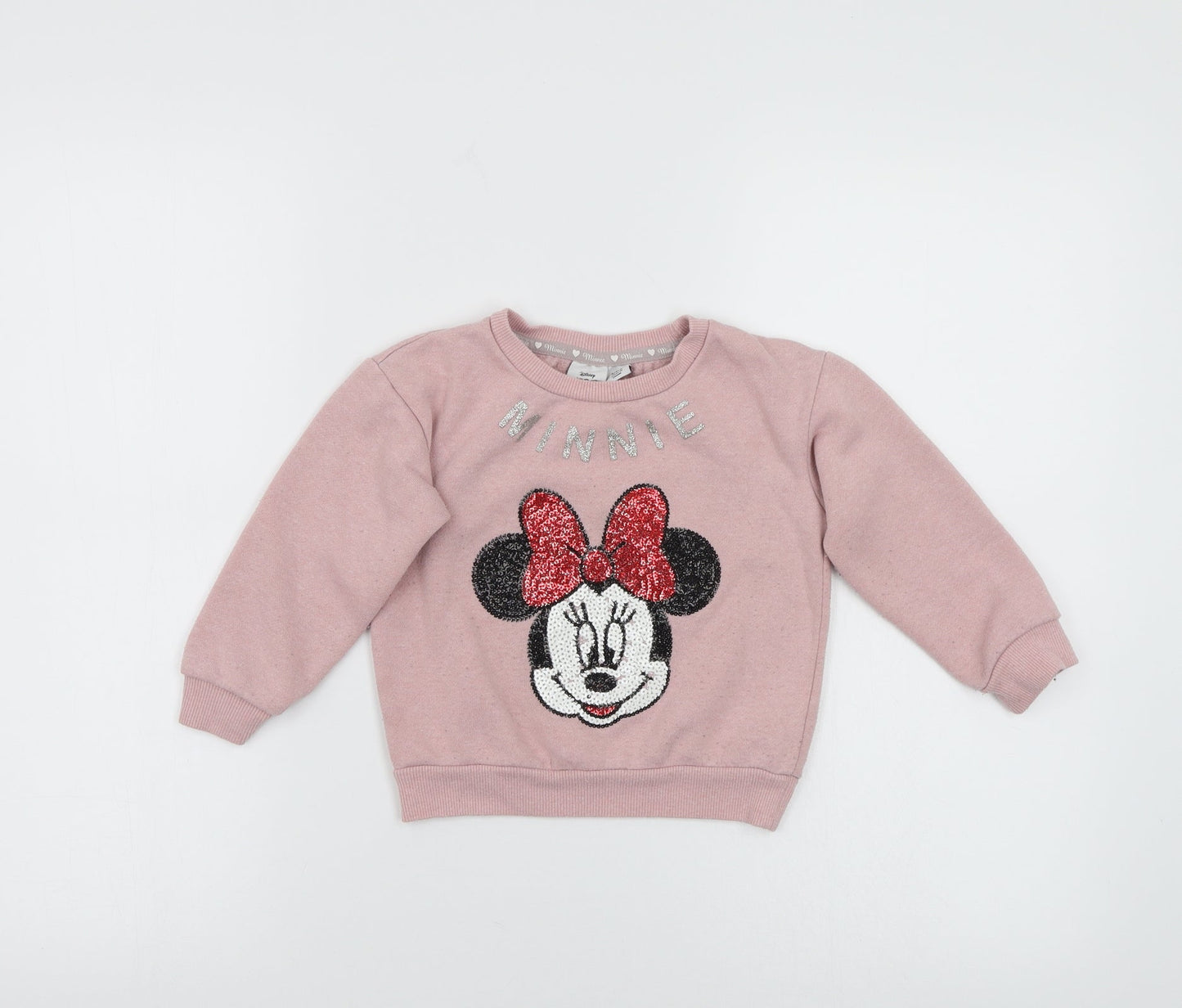 Disney Girls Pink Patchwork  Pullover Sweatshirt   - Minnie mouse