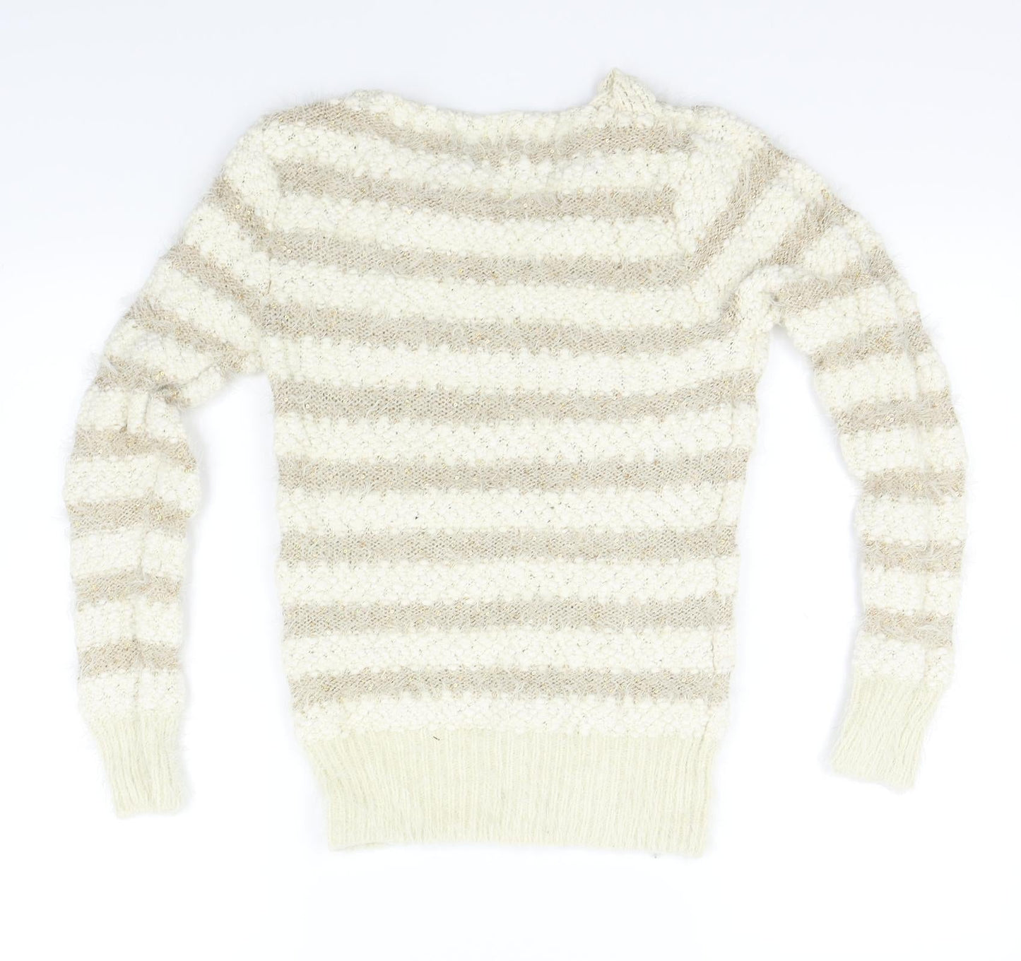 Katsumi Womens Beige Striped  Pullover Jumper Size S