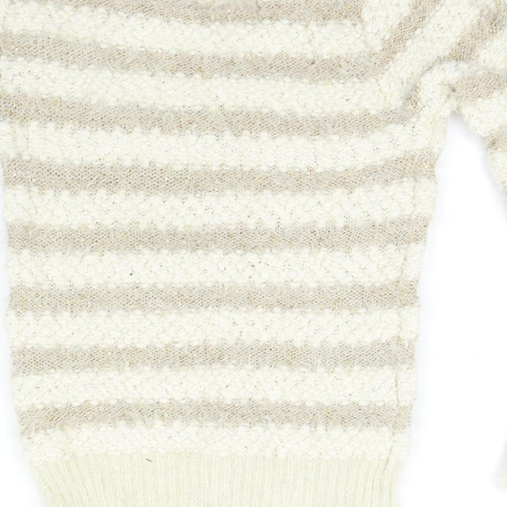 Katsumi Womens Beige Striped  Pullover Jumper Size S