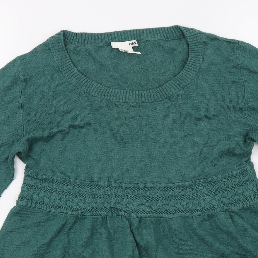 H&M Womens Green  Knit Basic T-Shirt Size XS