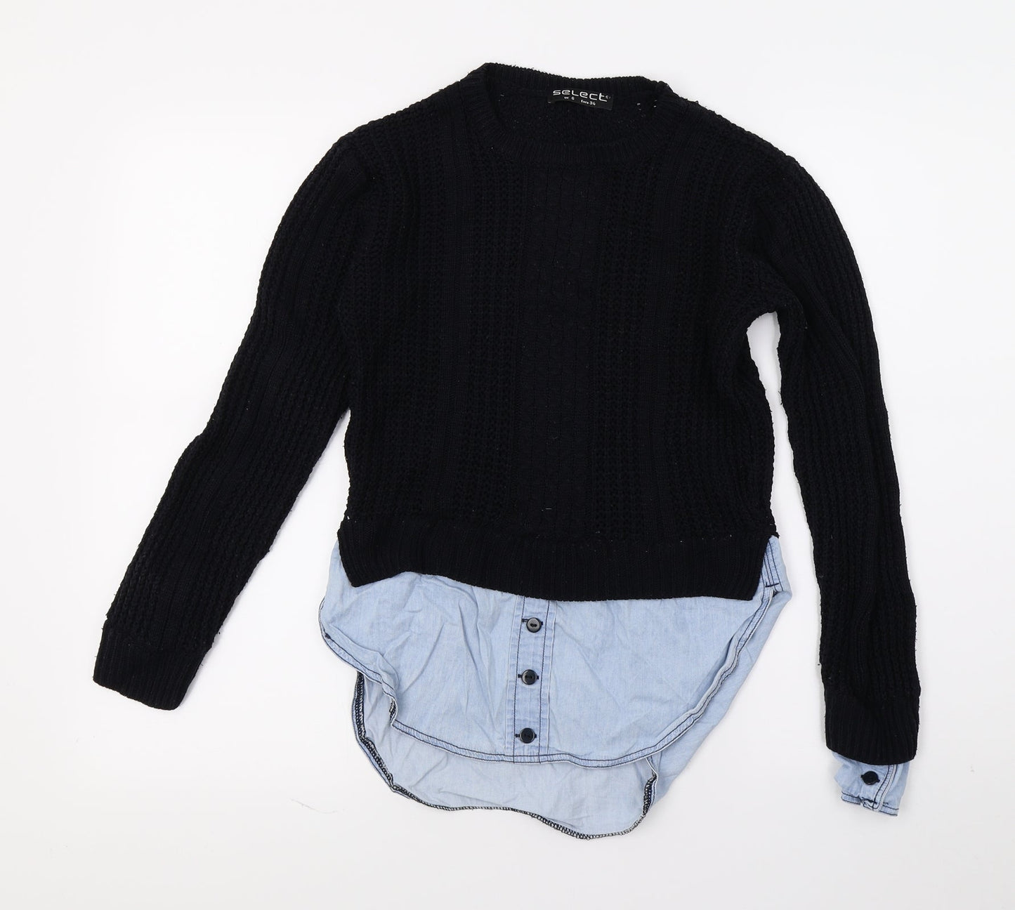 Select Womens Blue  Knit Pullover Jumper Size 6  - Layered