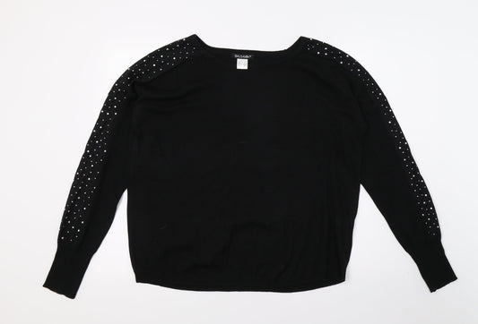 Balsamik Womens Black  Knit Pullover Jumper Size 10