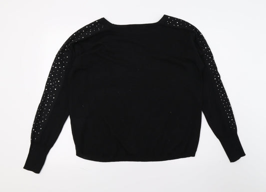 Balsamik Womens Black  Knit Pullover Jumper Size 10