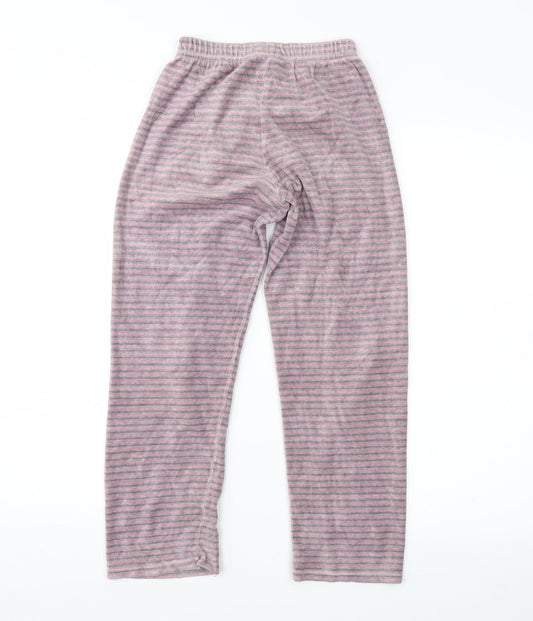 Preworn Girls Pink Striped Fleece Jogger Trousers Size 10 Years