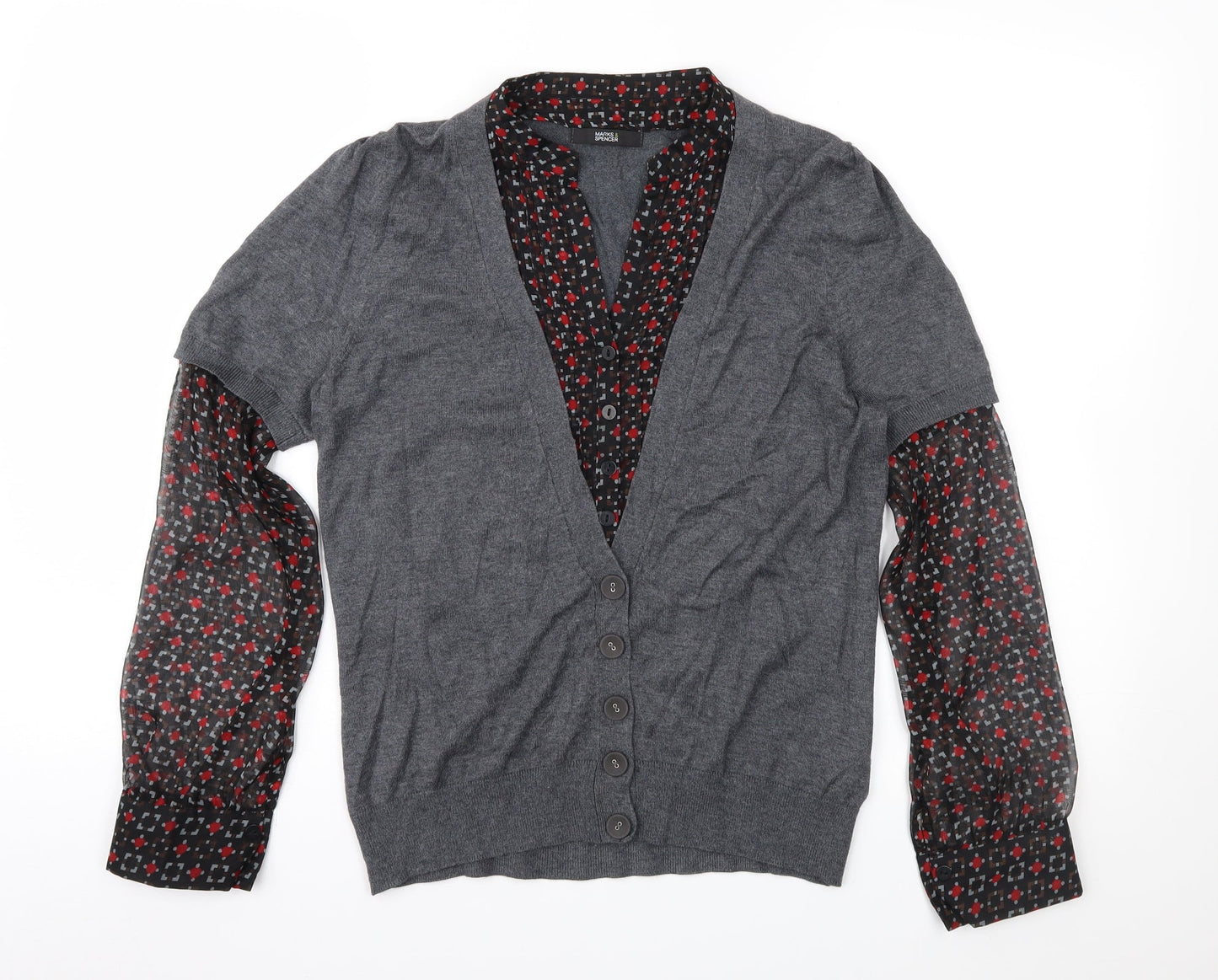 Marks and Spencer Womens Grey Geometric  Pullover Jumper Size 12