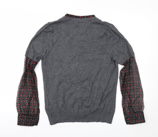 Marks and Spencer Womens Grey Geometric  Pullover Jumper Size 12