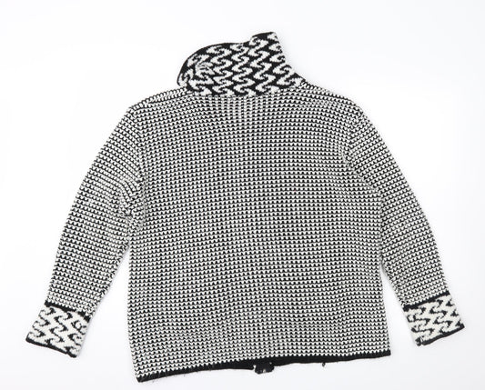 Envy Womens Black Geometric  Cardigan Jumper Size M