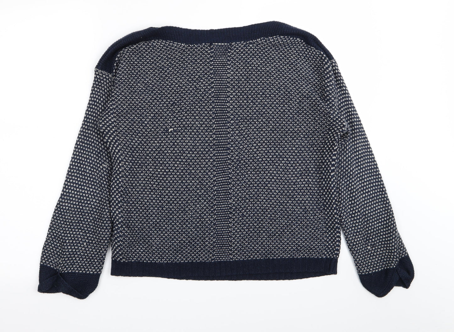 Indigo Womens Blue Houndstooth  Pullover Jumper Size 12