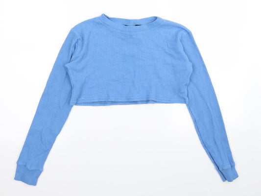 PLT Womens Blue   Basic T-Shirt Size 6  - crop