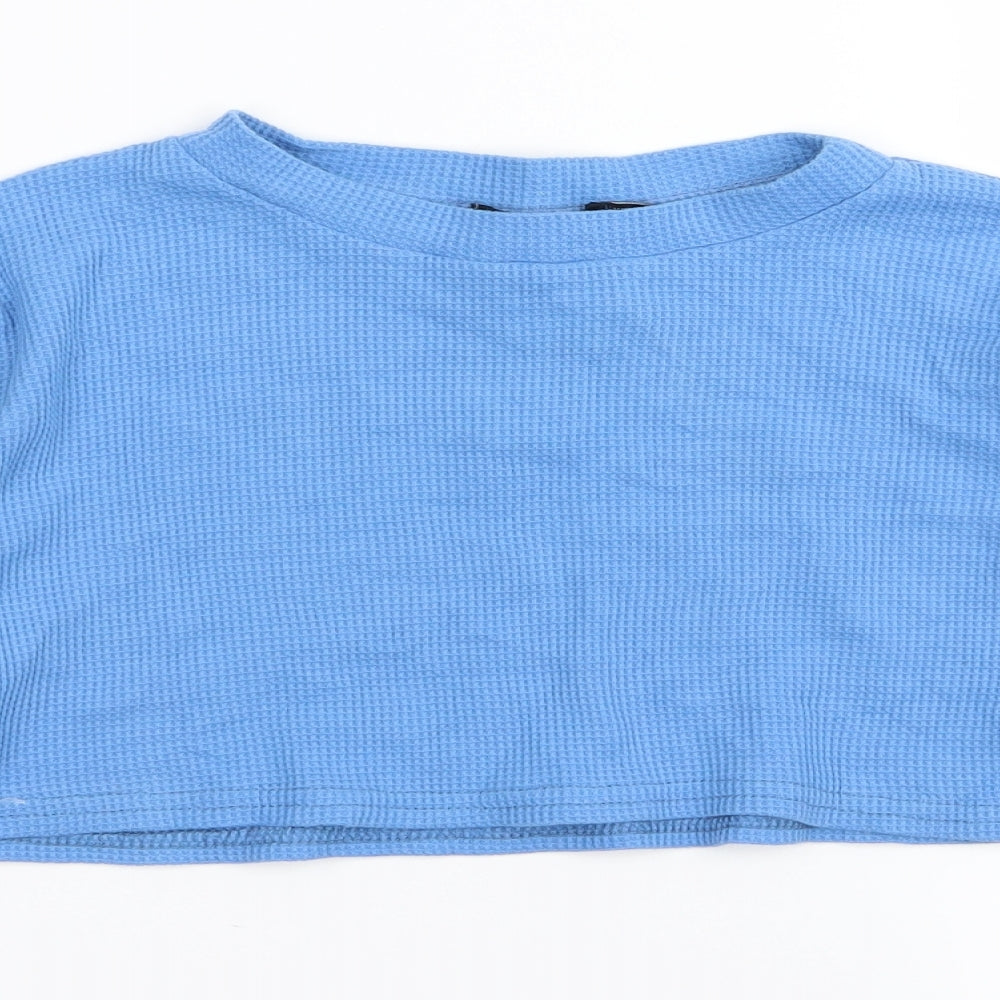 PLT Womens Blue   Basic T-Shirt Size 6  - crop