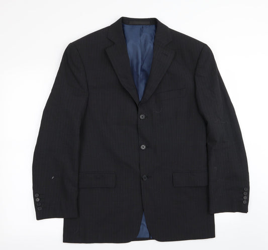 M&S Mens Black Striped  Jacket Blazer Size 38
