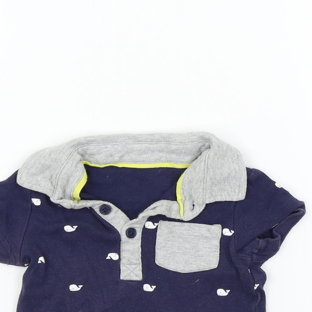 George Baby Blue Colourblock  Basic T-Shirt Size 6-9 Months
