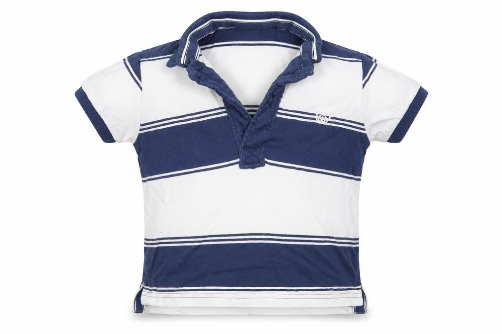 Front view of Next Baby White Striped Basic Polo, size 18-24, Months