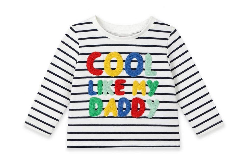Front view of Very White Striped Basic T-Shirt, size 9-12, Months