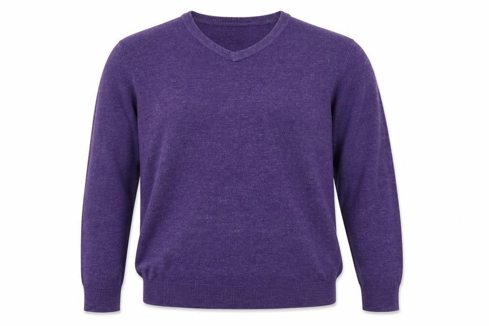 Front view of Atlantic Bay men’s purple pullover sweatshirt, size L