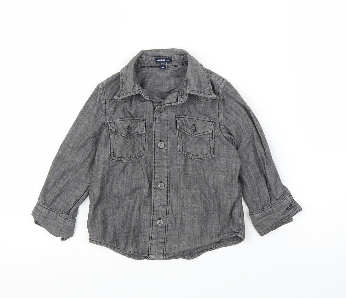 Gap Boys Grey  Denim Basic Button-Up Size 24 Months