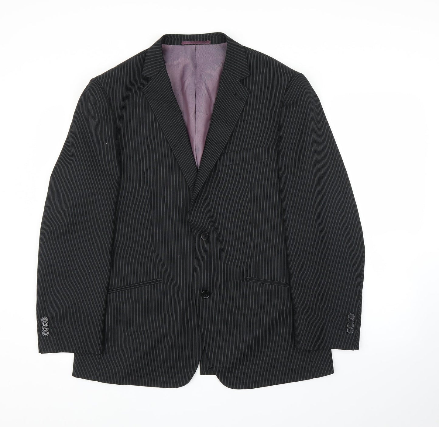 George Mens Black Striped  Jacket Suit Jacket Size 40