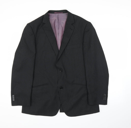 George Mens Black Striped  Jacket Suit Jacket Size 40