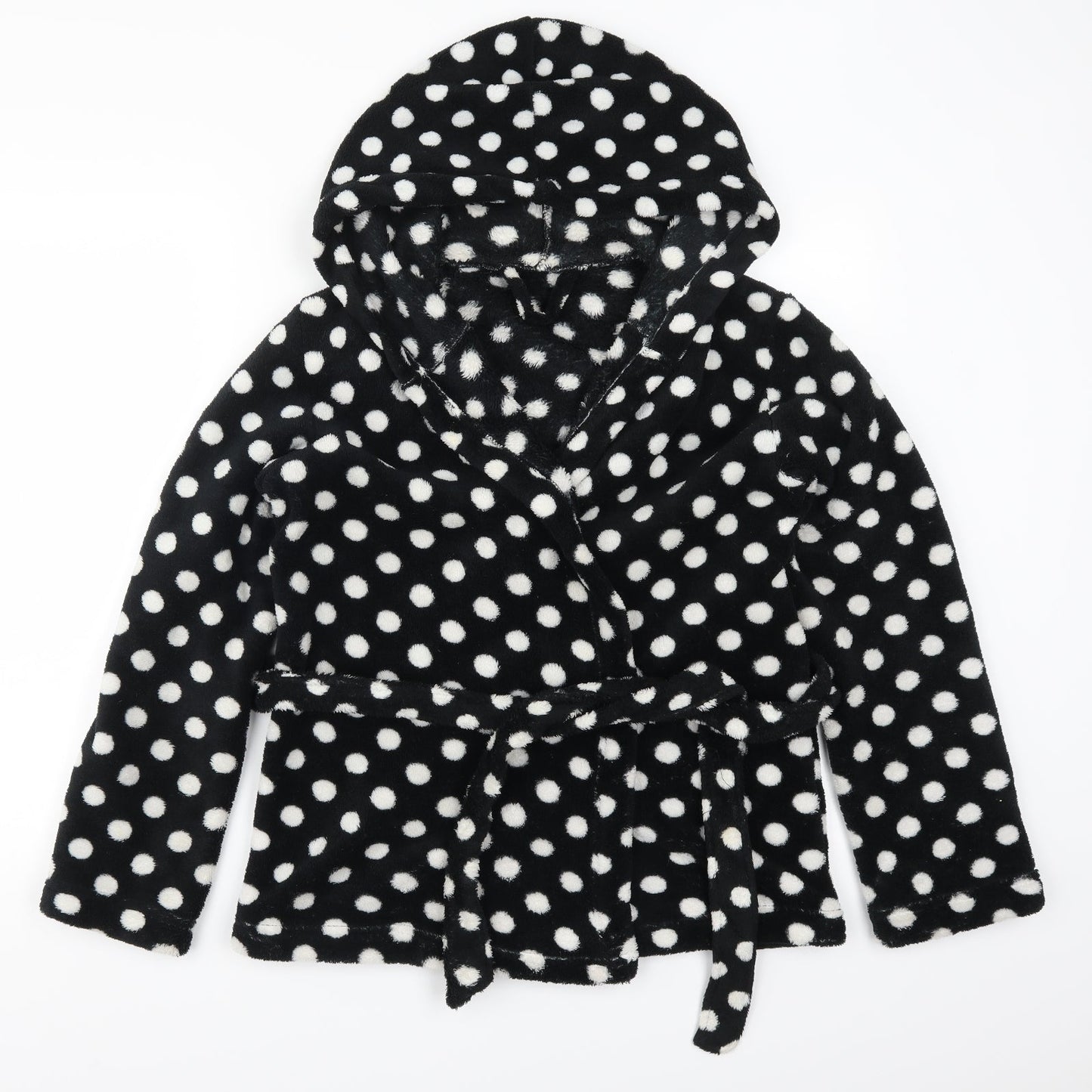 George Womens Black Polka Dot  Kimono Robe Size S