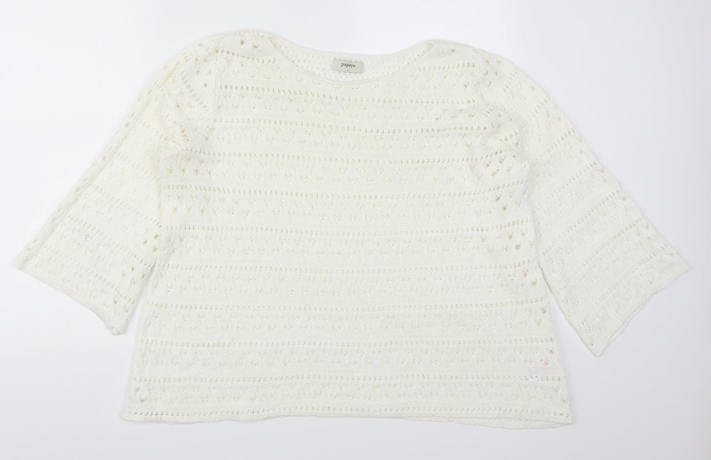 Papaya Womens White   Pullover Jumper Size L