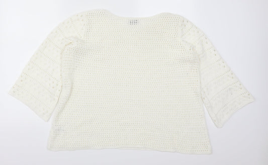 Papaya Womens White   Pullover Jumper Size L