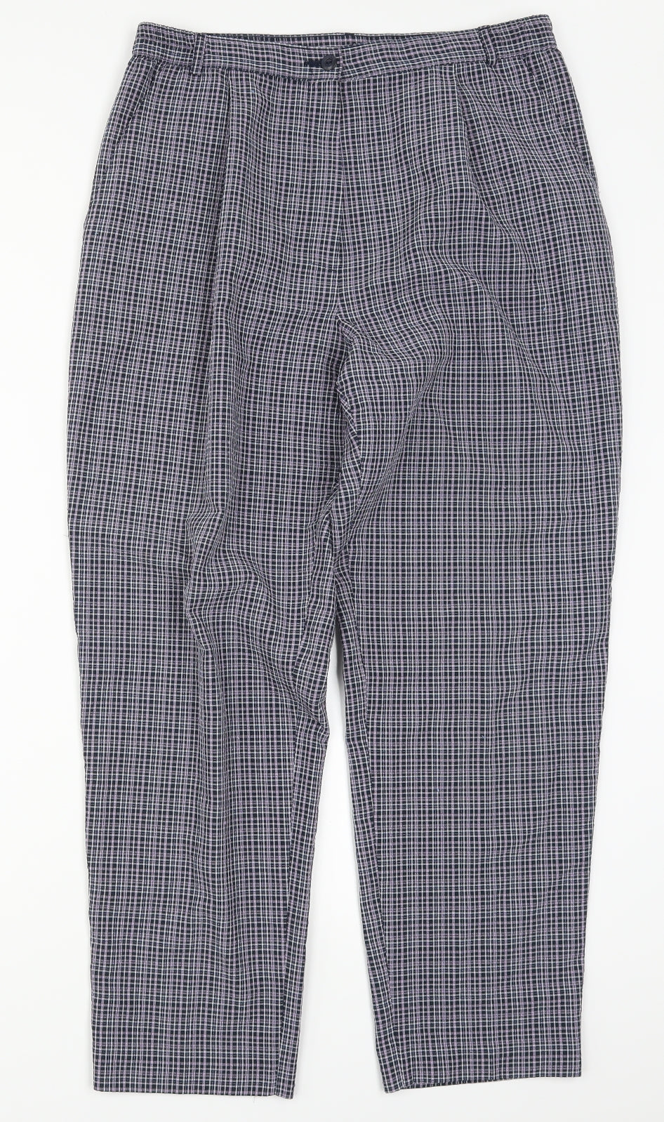 Marks and Spencer Womens Purple Check  Trousers  Size 16 L28 in