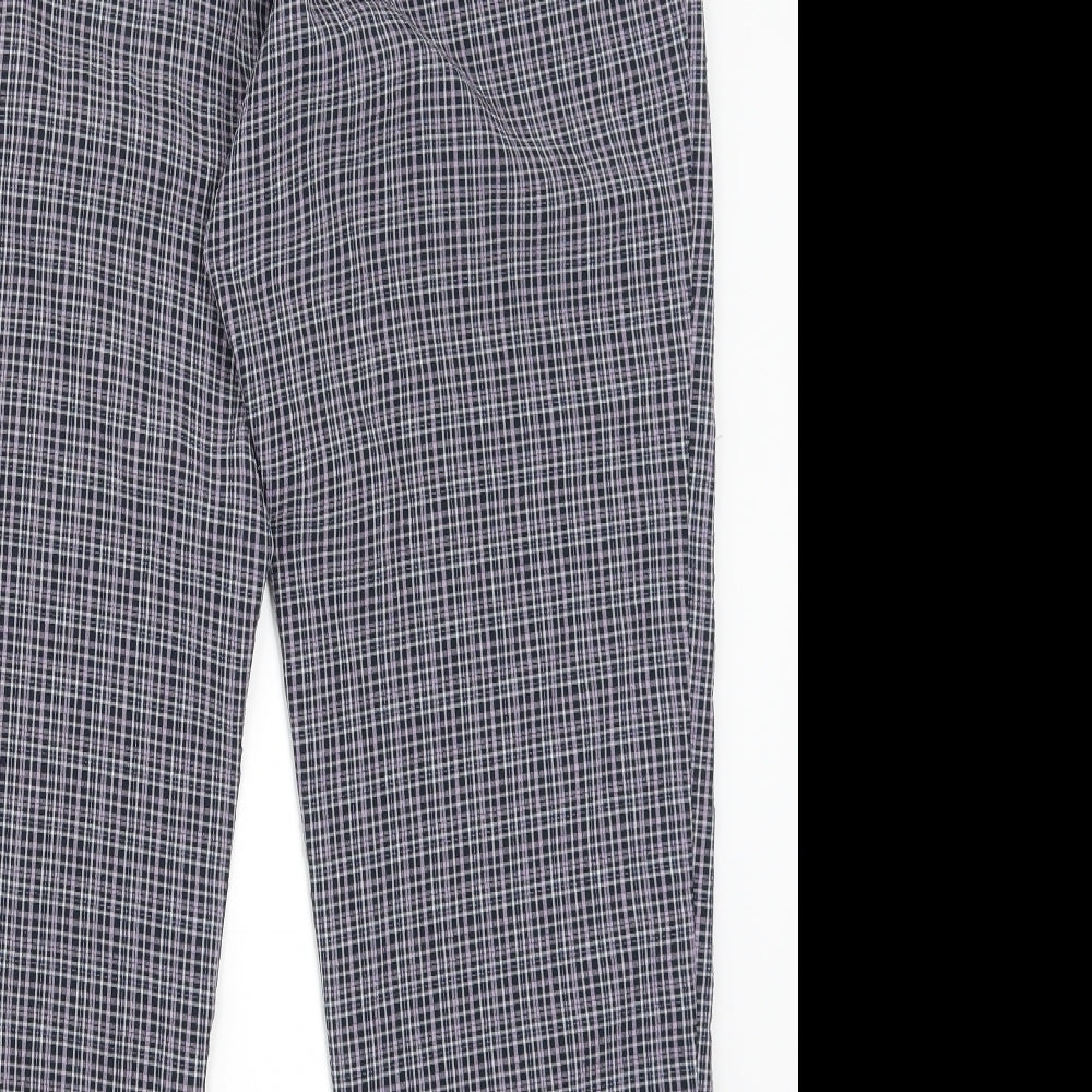 Marks and Spencer Womens Purple Check  Trousers  Size 16 L28 in
