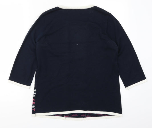 Classics Womens Blue Geometric  Pullover Jumper Size S