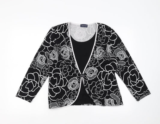 Saloos Womens Black Floral  Basic Blouse Size 14
