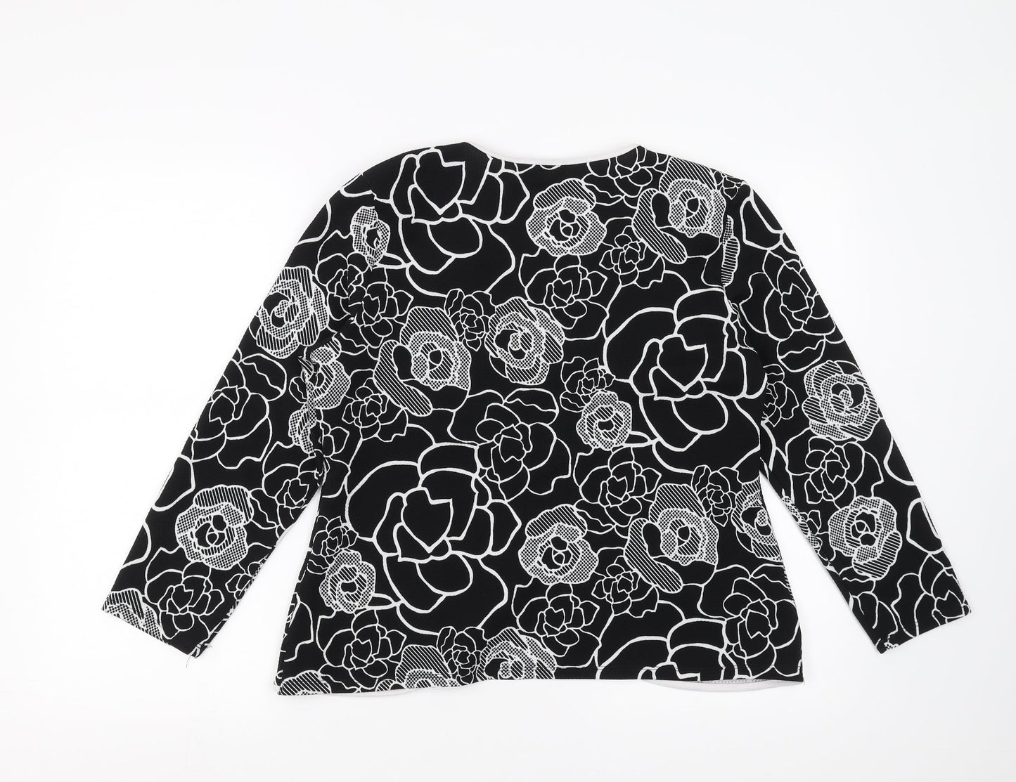 Saloos Womens Black Floral  Basic Blouse Size 14