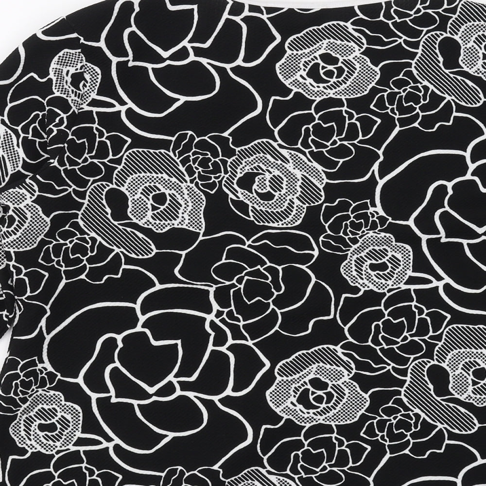 Saloos Womens Black Floral  Basic Blouse Size 14