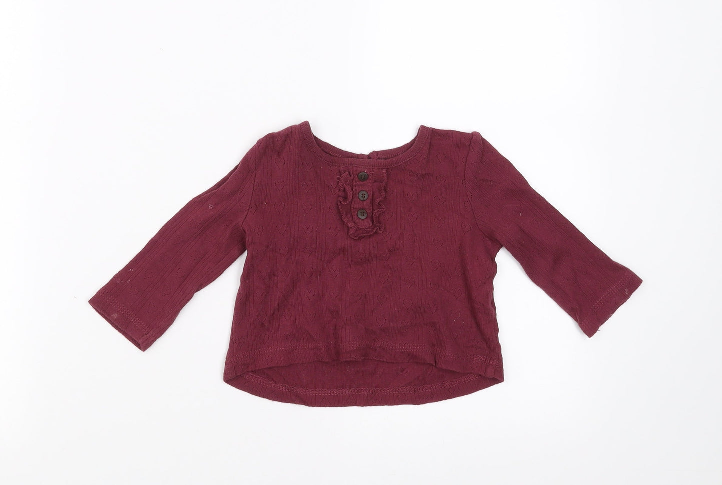 George Girls Purple   Basic T-Shirt Size 6-9 Months  - Hearts