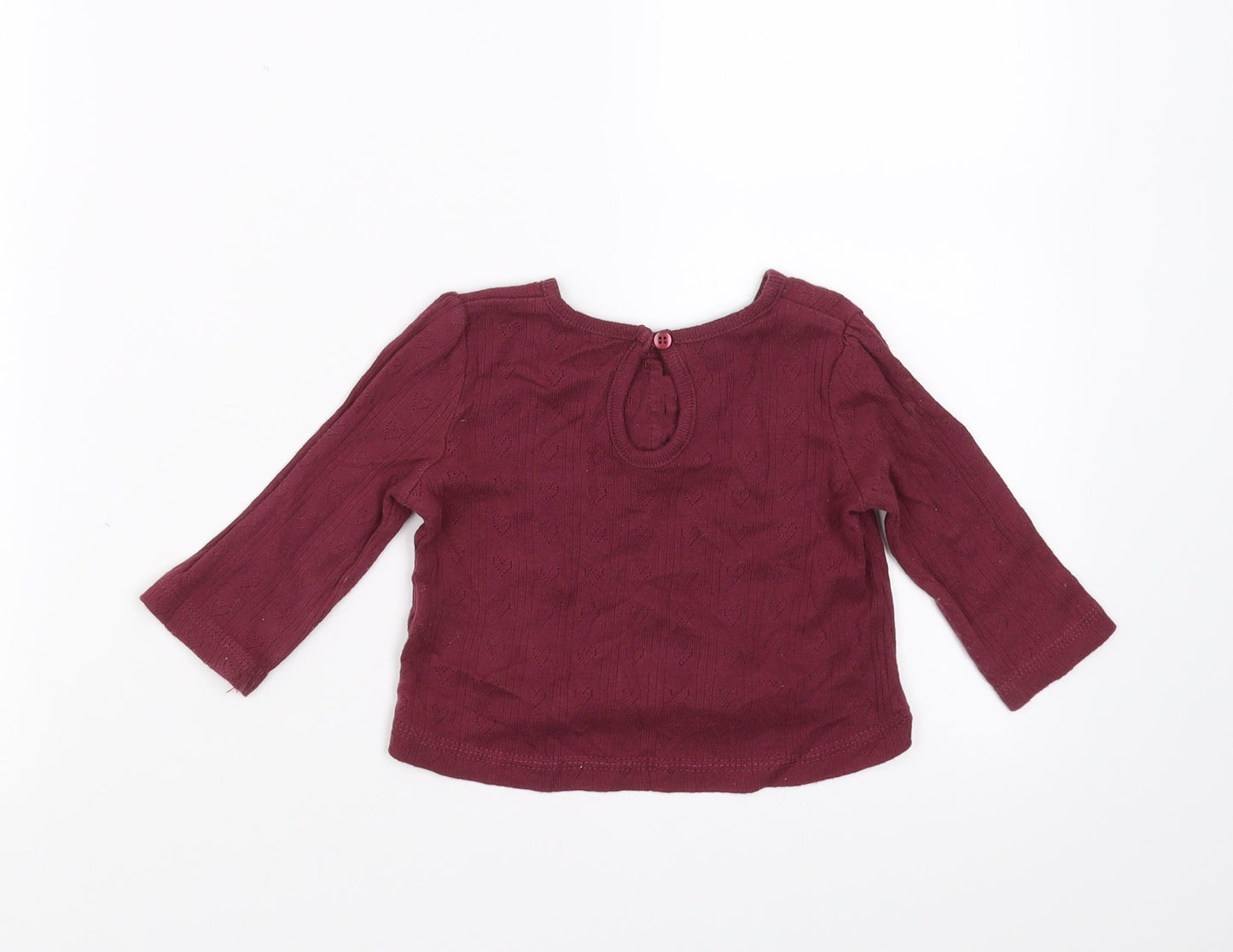 George Girls Purple   Basic T-Shirt Size 6-9 Months  - Hearts