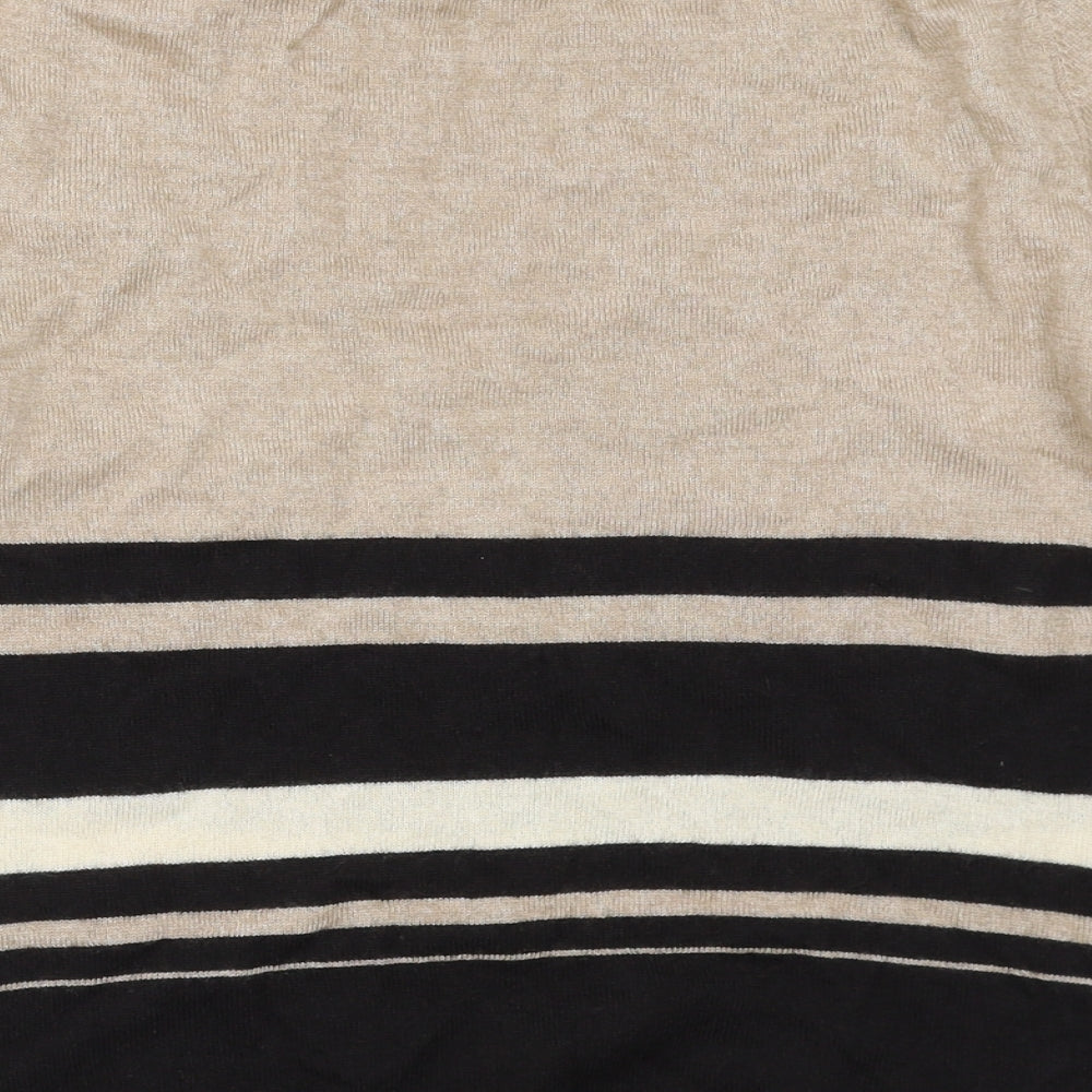PLANET Womens Beige Striped  Pullover Jumper Size M