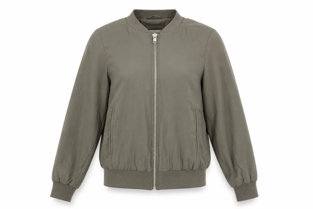 Front view of Papaya women’s green jacket, size UK 10