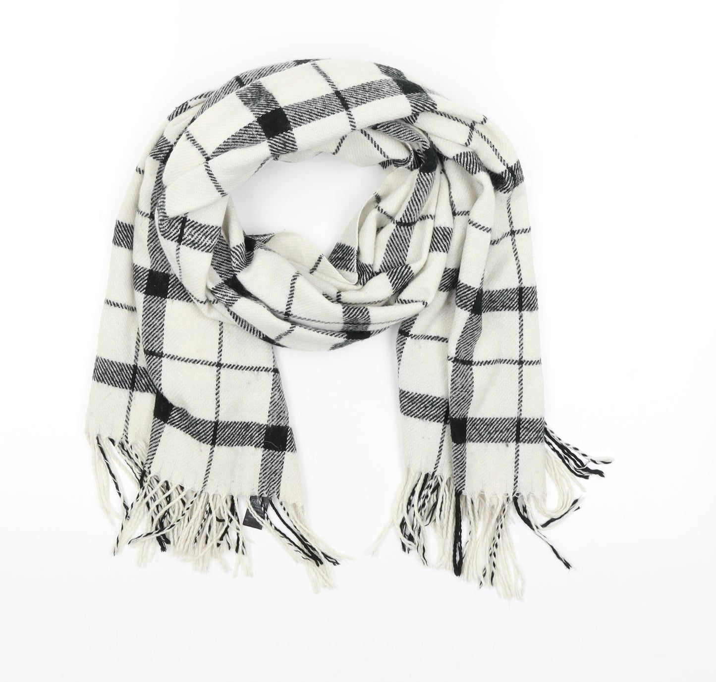 M&S Womens White Check   Scarf