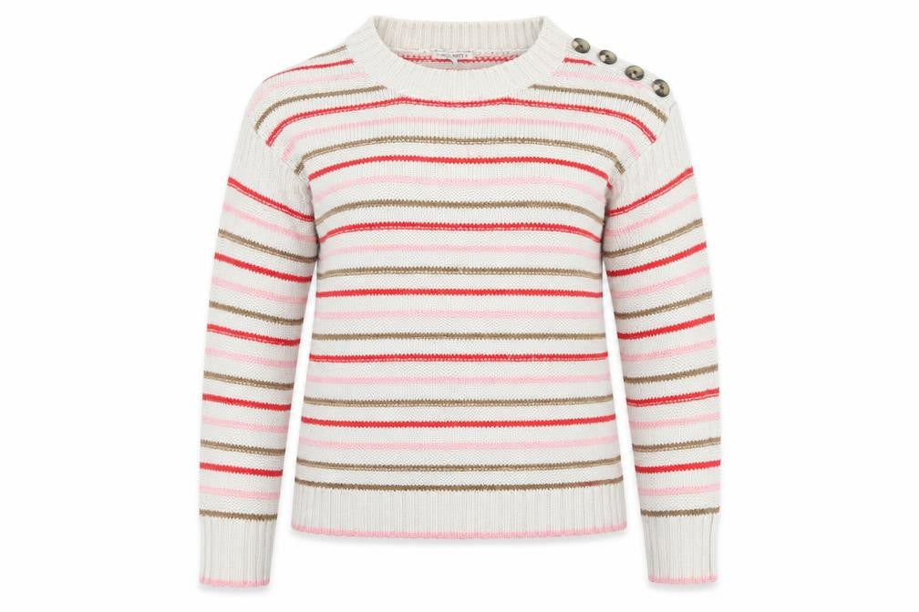 Next Womens White Striped  Pullover Jumper Size S