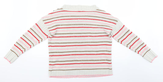 NEXT Womens White Striped  Pullover Jumper Size S