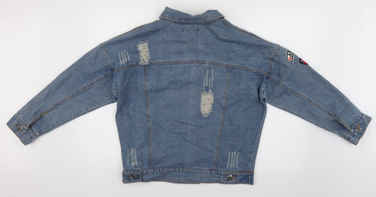 Eight Womens Blue  Denim Kimono Jacket Size S