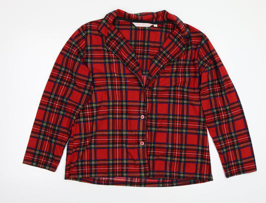 Foroever Womens Red Check  Basic Button-Up Size L