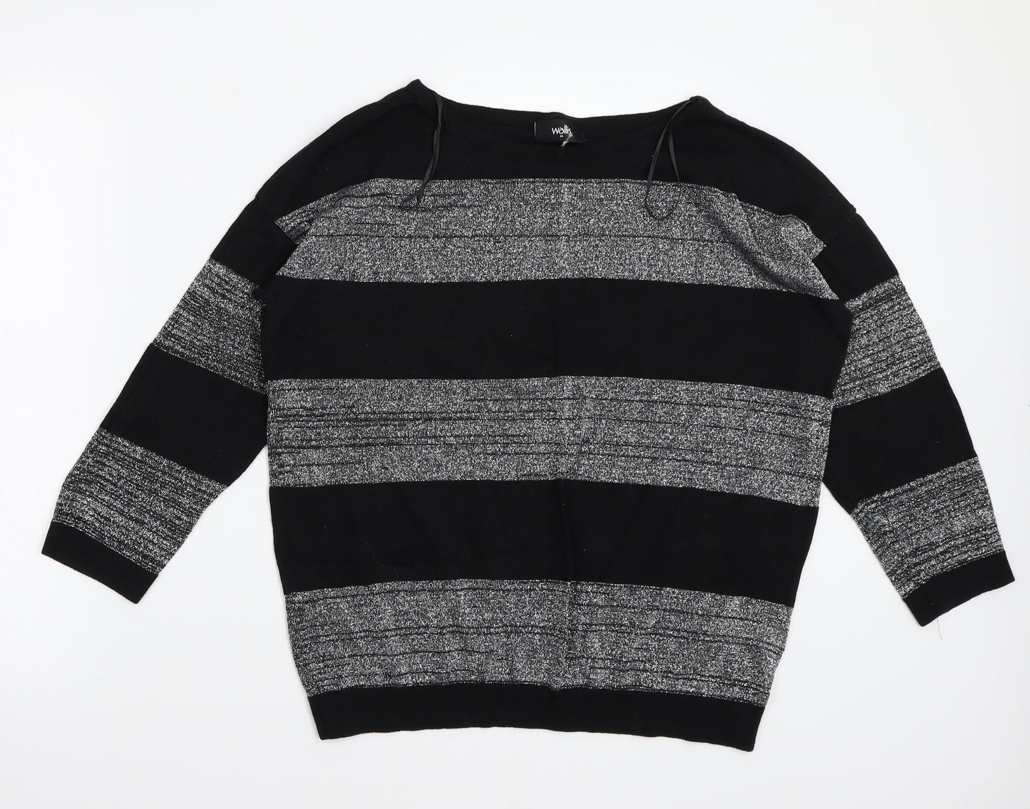 Wallis Womens Black Striped  Basic T-Shirt Size M