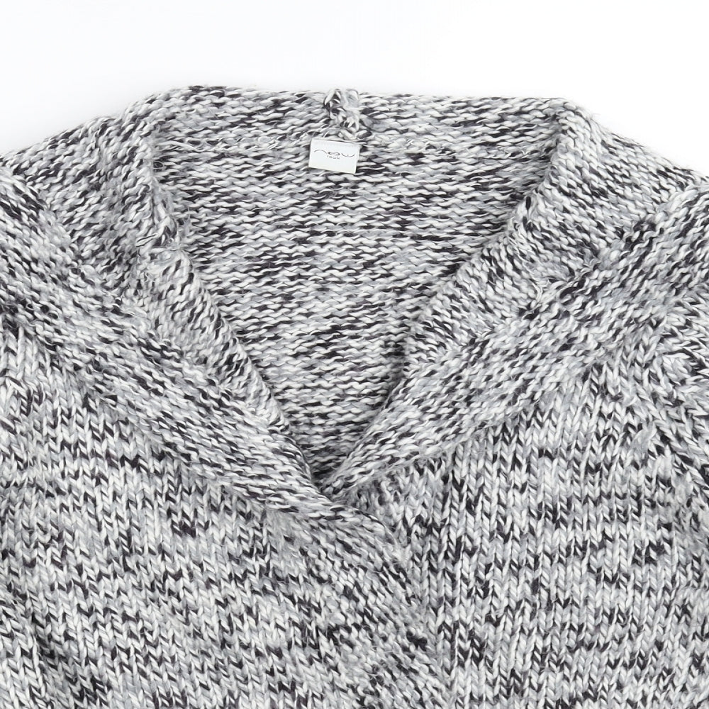 New Look Womens Grey  Knit Jacket Coatigan Size 14