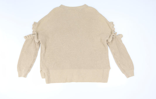 Miss Selfridge Womens Beige  Knit Pullover Jumper Size 12