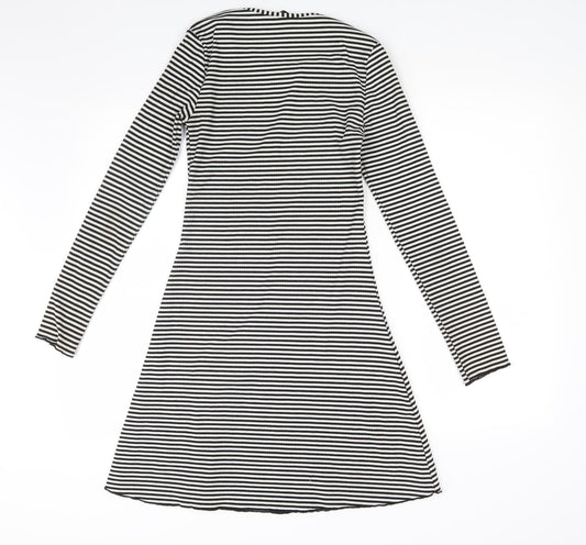 Divided Womens White Striped  A-Line  Size 8