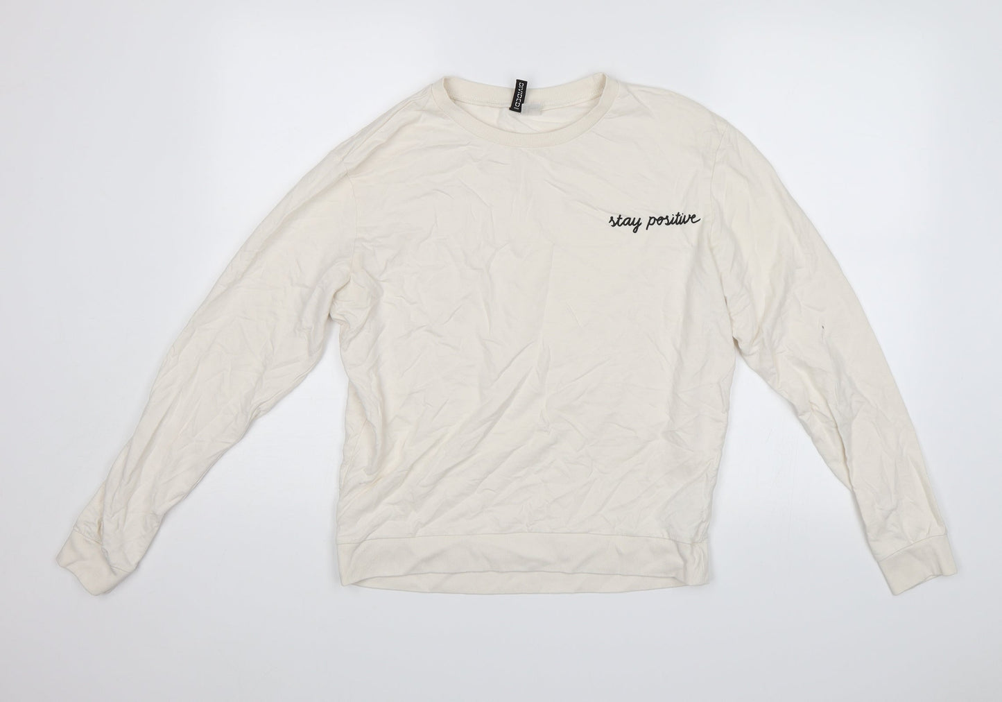Divided Womens White   Pullover Jumper Size M  - Stay Positive