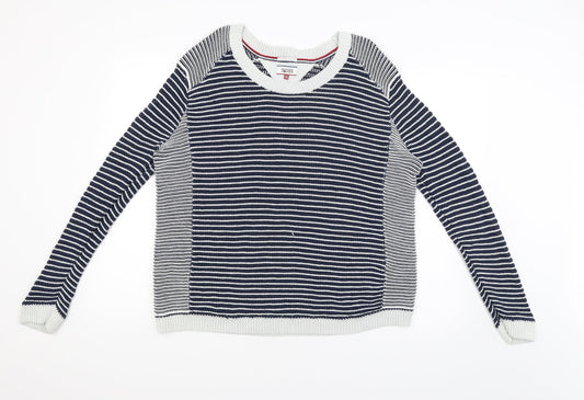 Hilfiger Mens Blue Striped  Pullover Jumper Size XL