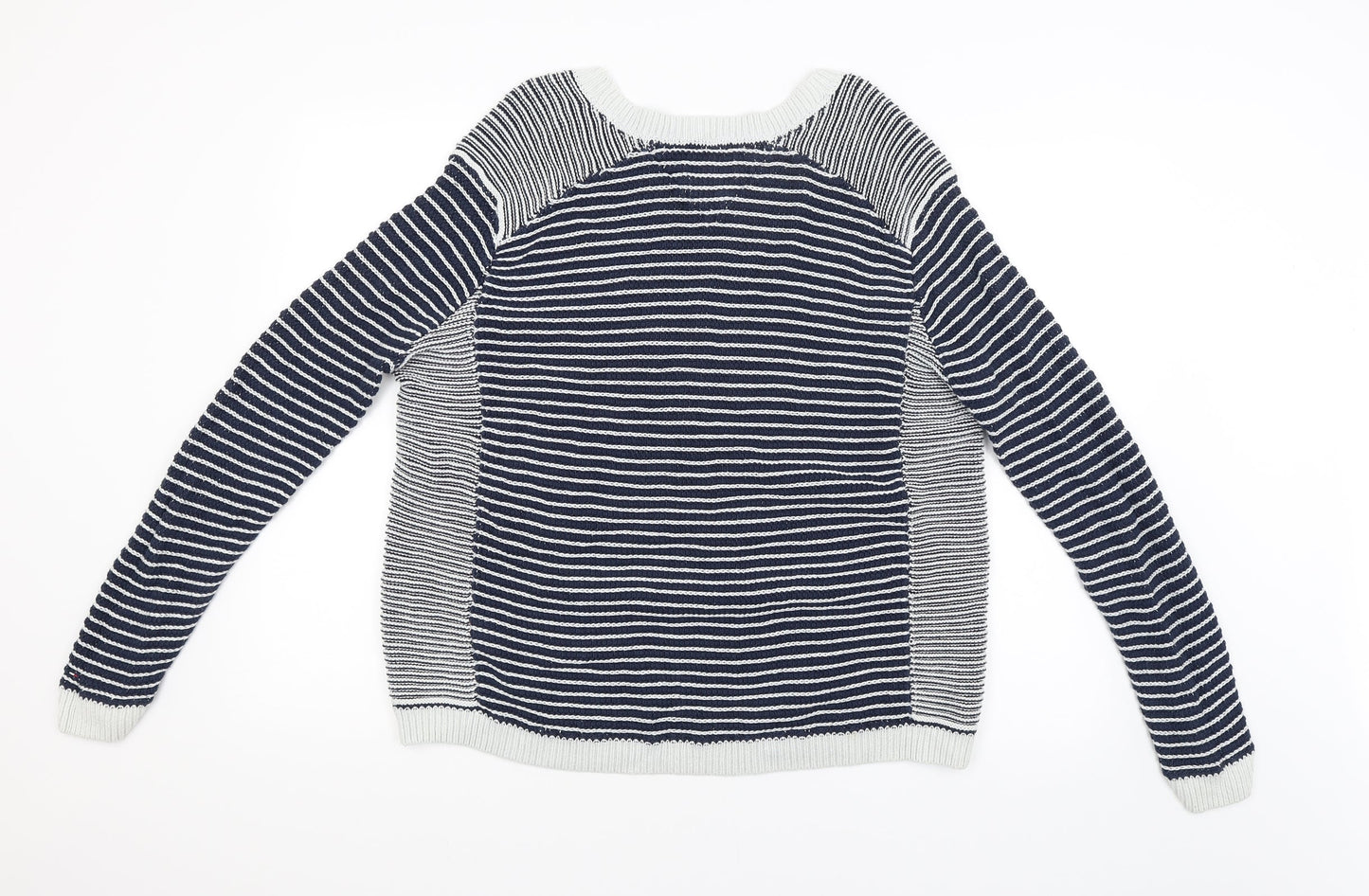 Hilfiger Mens Blue Striped  Pullover Jumper Size XL