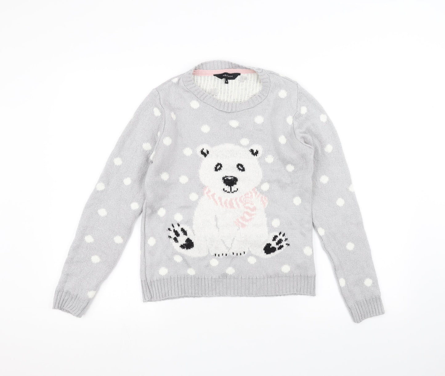 New Look Womens Grey  Knit Pullover Jumper Size 8  - Bear