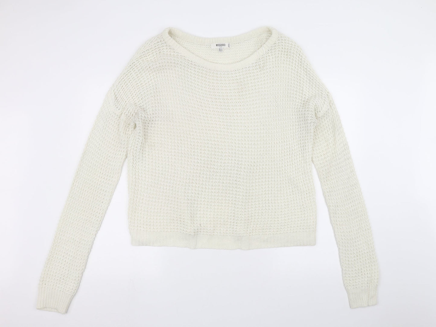 Missguided Womens White  Knit Pullover Jumper Size 14